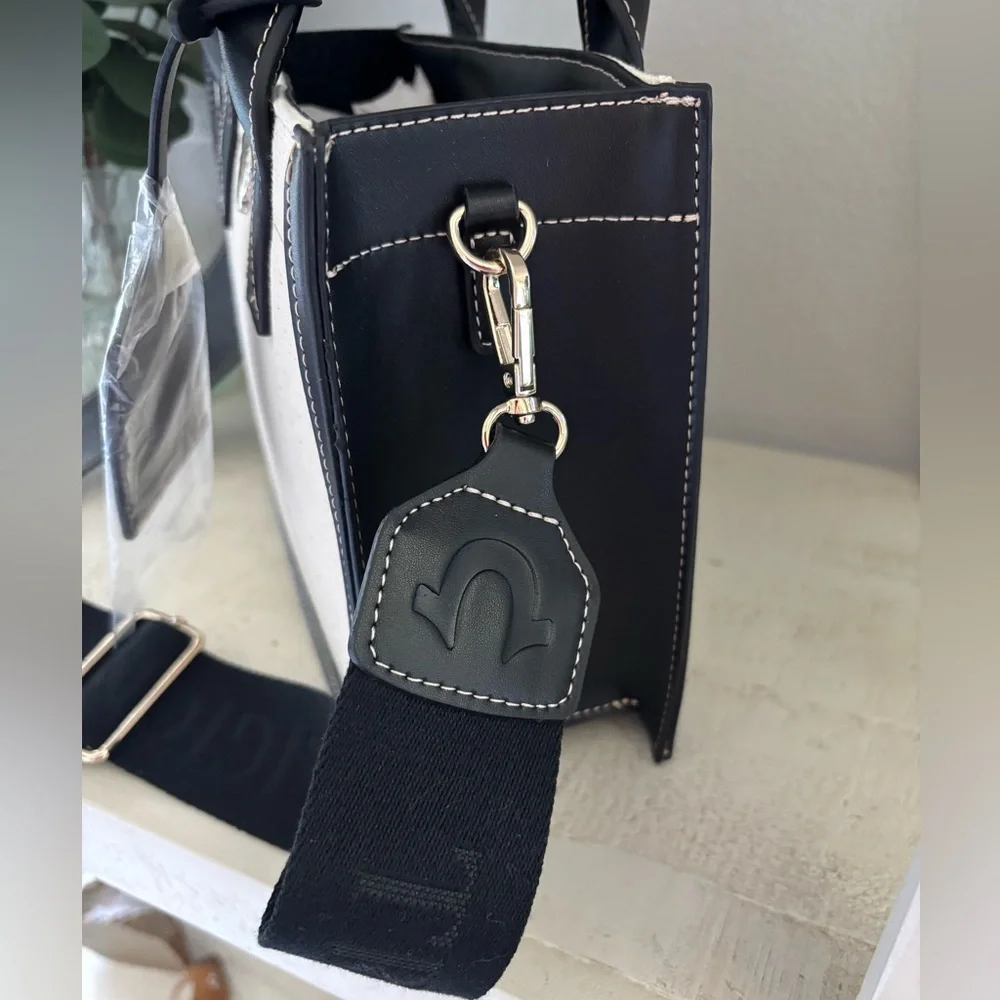 True Religion Black and Cream Women's Branded Guitar Strap Bag - Picture 6 of 8